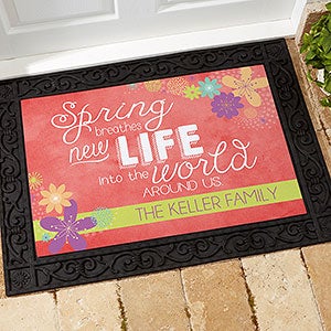 Spring Flowers Personalized Doormat-18x27