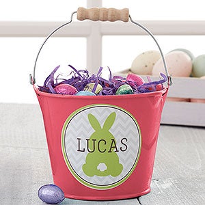 Easter Bunny Personalized Mini Treat Bucket - Pink