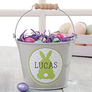 Easter Bunny Personalized Mini Treat Bucket - Silver