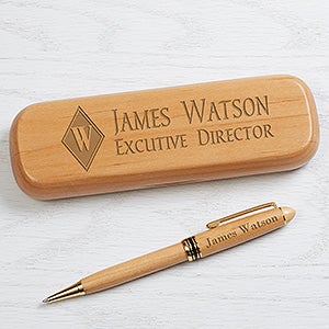 Executive Monogram Personalized Alderwood Pen Set