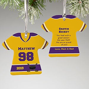 Personalized Sports Christmas Ornaments - Hockey Jersey - 2-Sided