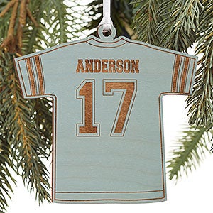 Football Jersey Personalized Blue Wood Ornament