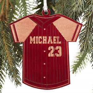 Baseball Jersey Personalized Red Wood Ornament