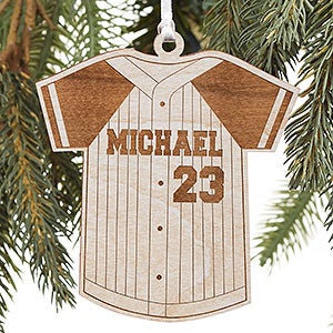 Baseball Jersey Personalized Whitewash Wood Ornament