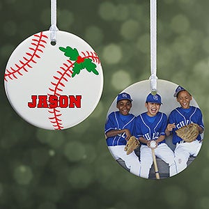 Personalized Baseball Photo Christmas Ornament