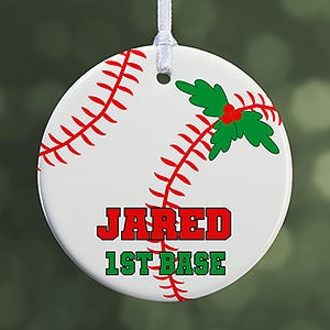 Personalized Baseball Christmas Ornament - One Sided