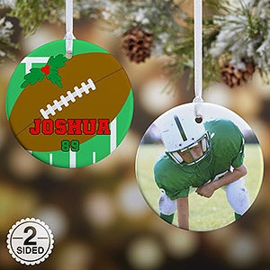 2 Sided Football Personalized Photo Ornament