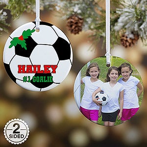 2 Sided Soccer Personalized Photo Ornament