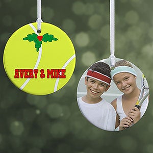 Personalized Sports Photo Christmas Ornament - Tennis