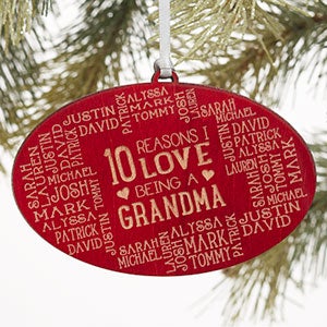 Reasons Why We Love Her Red Wood Ornament