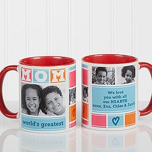 MOM Photo Collage Personalized Coffee Mug 11oz.- Red