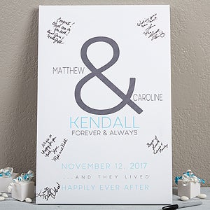 Forever & Always Wedding Signature Personalized Canvas Print 16x24