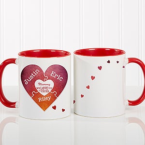 Personalized Puzzle Coffee Mugs - We Love You To Pieces - Red