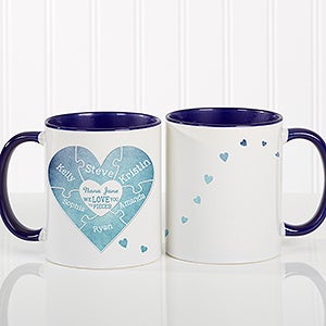 We Love You To Pieces Personalized Photo Coffee Mug 11oz.- Blue