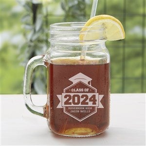 Class Of Etched Graduation Glass Mason Jar - #16772