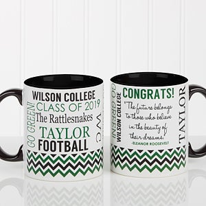 Personalized Graduation Coffee Mug - School Memories - Black Handle