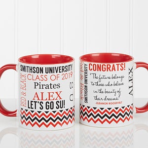 Personalized Graduation Coffee Mug - School Memories - Red Handle