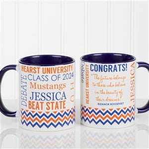 Personalized Graduation Coffee Mug - School Memories - Blue Handle