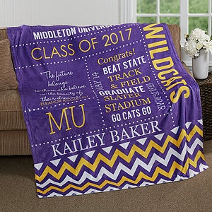 School Memories Personalized Graduation 60x80 Fleece Blanket