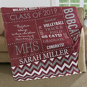 School Memories 50x60 Graduation Sherpa Blanket