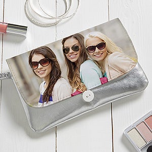 Precious Photo Personalized Silver Metallic Wristlet