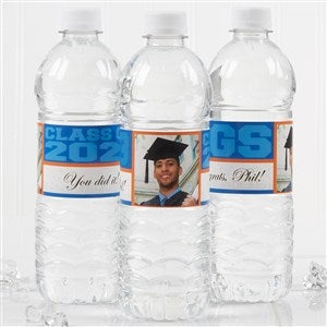 Graduation Trendy Stripes Water Bottle Labels with Photo – Candy Wrapper  Store