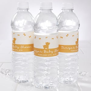 Personalized Baby Shower Water Bottle Labels - Zoo Animals - 24 labels