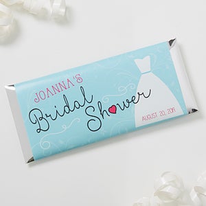 Personalized Bridal Shower Candy Bar Wrappers - The Dress - Set of 12