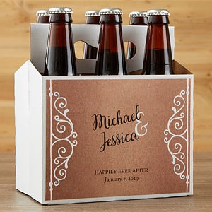 Personalized Beer Bottle Carrier - Rustic Chic Wedding