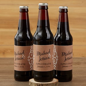 Personalized Beer Bottle Labels - Rustic Chic Wedding - 6 labels