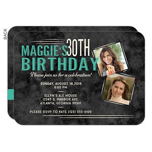 Personalized Birthday Party Invitations - Vintage Age - Set of 5