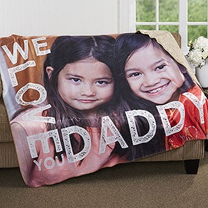 Loving Him Personalized 50x60 Sherpa Photo Blanket