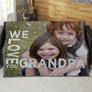 Loving Him Personalized 56x60 Woven Throw Photo Blanket