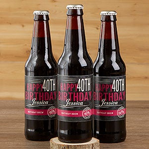 Personalized Birthday Beer Bottle Labels - Vintage Age - 6 labels