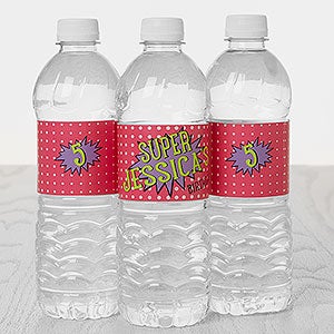 Super Hero Birthday Personalized Water Bottle Labels