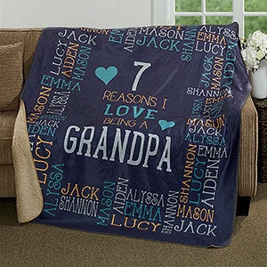 Grandpa's Reasons Why Personalized Father's Day Sherpa Blanket - 50x60