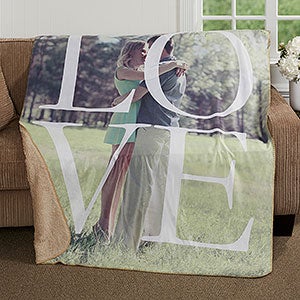 LOVE Personalized 50x60 Sherpa Photo Blanket