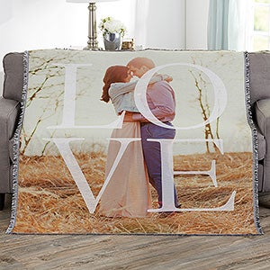 LOVE Personalized 56x60 Woven Photo Throw Blanket