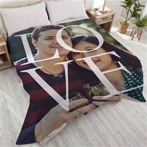 LOVE Personalized 90x108 Plush King Fleece Photo Blanket