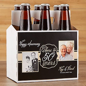 Cheers To Then & Now Personalized Beer Bottle Carrier