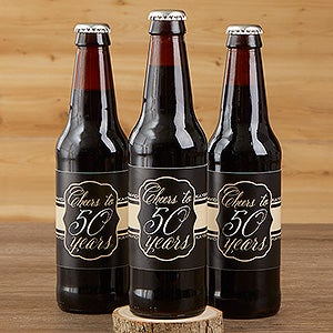 Personalized Anniversary Beer Bottle Labels - Cheers To Then & Now - 6 labels