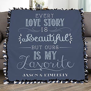 Love Story Personalized 50x60 Tie Blanket