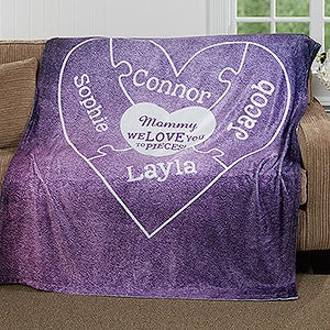 Personalized Fleece Blanket 50x60 - Puzzle Heart