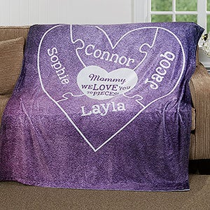 Personalized Fleece Blanket 60x80 - Heart Puzzle