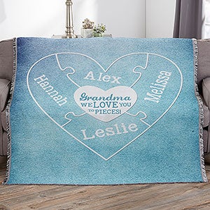 We Love You To Pieces Personalized 56x60 Woven Throw