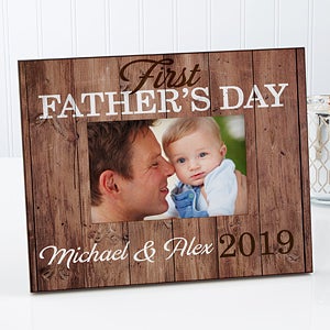 Personalized Rustic Picture Frame - First Father's Day