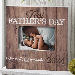 First Father's Day Personalized Rustic Frame - 4x6 Box