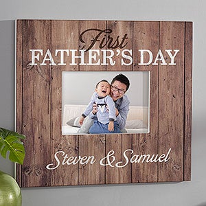 First Father's Day Personalized Rustic Frame - 5x7 Wall