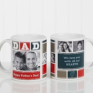 Personalized Photo Coffee Mug - Dad Photo Collage - White Mug