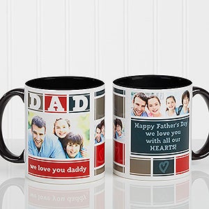 DAD Photo Collage Personalized Coffee Mug 11oz.- Black